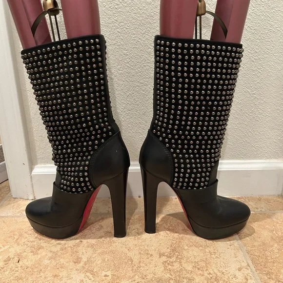 Studded Black Leather Boots - Picture 6 of 13